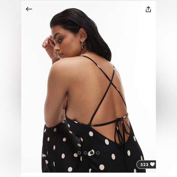 NWT &Other Stories maxi cami slip low back in mono polka dot print dress Size 2 - Picture 3 of 9